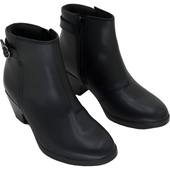 Clarks Charlten Gema Leather Block Heel Ankle Bootie Black Women's US 5.5M - Picture 4 of 6